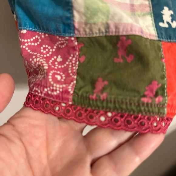 Y2K Disney Parks Patchwork Patch Hippie Style Top Medium M Shirt Blouse Boho - Picture 10 of 10